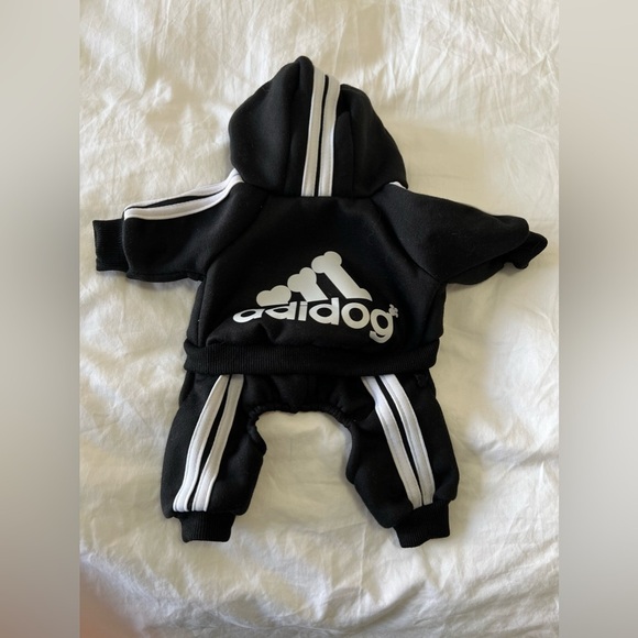 Adidog Dog Pet Hoodie Sweatsuit Jumpsuit Black Size XS (Max 6 Lb Dog) - Picture 1 of 6